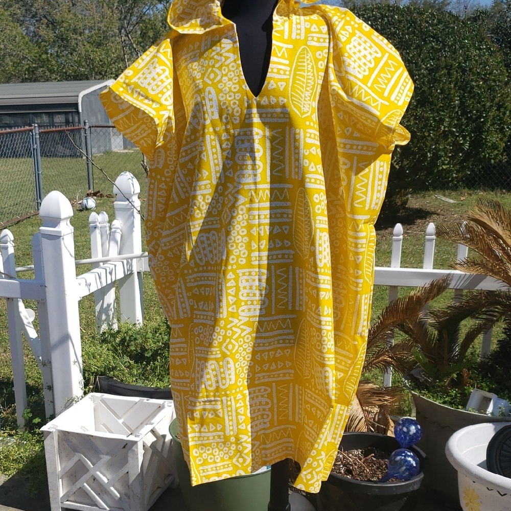 Yellow Geometric Print Midi Dress